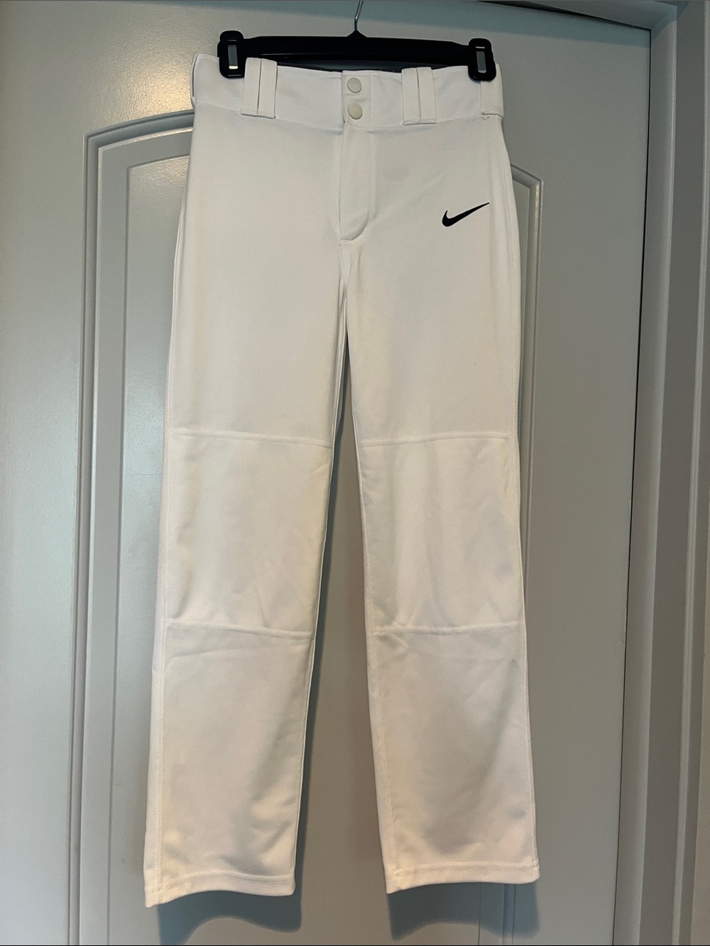 Nike White Youth Athletic Pants with Black Swoosh